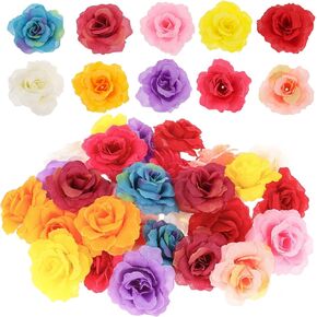 30 Pcs Artificial Flowers Heads Peony Roses Artificial Flowers Decorative Small Fake Flowers, Mini Silk Flower Heads Fabric Flowers, Faux Fabric Flowers Wedding Home Birthday Decoration(10 Colors