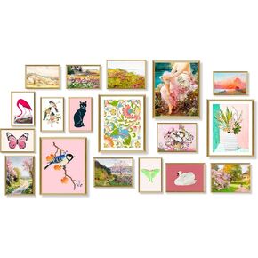 18 قطعة ديكور فني جداري ملون انتقائي، ملصقات فنانين مشهورين، ديكور غرفة انتقائي جمالي، ديكور جداري عتيق الحد الأقصى، ديكور ريفي فرنسي ديكور جداري نباتي بوهو لغرفة النوم (L1) in Kuwait