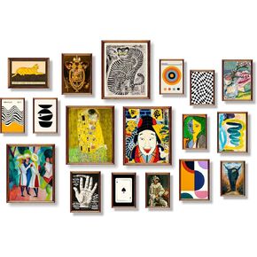 18 PCS Colorful Eclectic Wall Art Decor, Famous Artist Posters ,Eclectic Room Decor Aesthetic, Vintage Maximalist Wall Decor, French Country Decor Botanical Boho Wall Decor for Bedroom Dorm (L1)