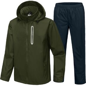 SWISSWELL Men's Waterproof Golf Rain Suit Rain Gear Jacket and Pant Outdoor Lightweight Hooded Raincoat