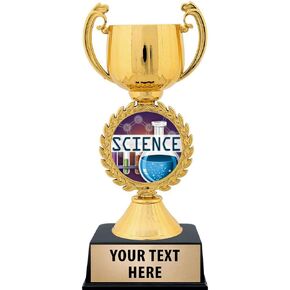 Crown Awards Personalized Science Trophy, 7.25" Gold Cup Science Fair Trophies for Kids with Free Custom Engraving Prime