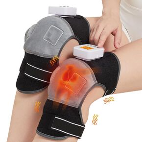 Cordless Heating Pad for Knee with Knee Massager, Vibration Knee Warmers for Knee Pain Relief, Heated Knee Brace for Knee, Leg Massager, 3 Vibration Modes & 3 Heating Levels, Auto Shut Off, 2 Pack