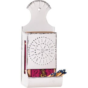 Irvin's Tinware, K18-37RW, Match Box in Rustic White, Rustic Country Home Decor