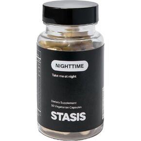 Stasis Nighttime - Calm & Sleep Capsules to Pair with Your Stimulant - Skullcap, Magnolia Bark, Magnesium for Sleep & Astaxanthin Supplements for Relaxation & Mood Support (25 Servings)