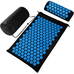Acupressure Mat Set, Acupuncture Point Massage Pillow, Relieving Neck and Back Pain, Muscle Relaxation and Stress Reduction, Sciatica Relief, Suitable for Men and Women, Carry a Handbag, Purple White