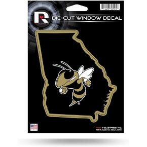 Rico Industries NCAA Georgia Tech Yellow Jackets - GT State Shape 5" x 7" Vinyl Die-Cut Decal - Car/Truck/Home Accessory