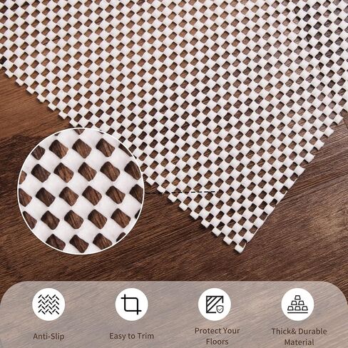 Non Slip Rug Pad 3 x 5 ft, Rug Gripper Pad for Hardwood Floors, Non Slip Thick Area Rug Pads for Tile Floor, Keeps Carpets in Place Soft and Safe in Saudi Arabia