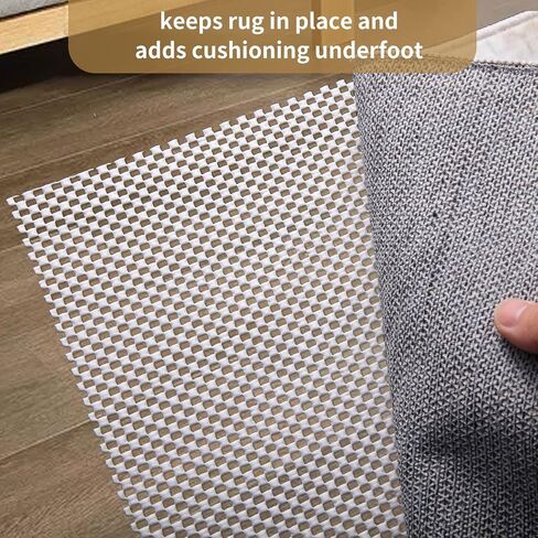 Non Slip Rug Pad 3 x 5 ft, Rug Gripper Pad for Hardwood Floors, Non Slip Thick Area Rug Pads for Tile Floor, Keeps Carpets in Place Soft and Safe in Saudi Arabia