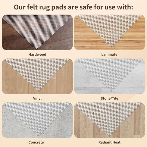 Non Slip Rug Pad 3 x 5 ft, Rug Gripper Pad for Hardwood Floors, Non Slip Thick Area Rug Pads for Tile Floor, Keeps Carpets in Place Soft and Safe in Saudi Arabia