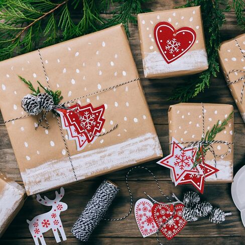 Naler 42 Pieces Christmas Felt Ornament Set - Includes Reindeer, Star, Christmas. Heart - Cute Hanging Ornaments for Christmas Tree Decorations - Red and White in Saudi Arabia