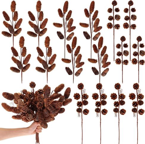 16 قطعة شجرة عيد الميلاد يختار 14 بوصة كوز الصنوبر السائبة فروع كوز الصنوبر الطبيعية الحلي كبيرة مخروط الصنوبر يختار عيد الميلاد يختار شجرة التنوب الصنوبر المخاريط الخريف عيد الشكر ديكور عيد الميلاد (البني) in Kuwait