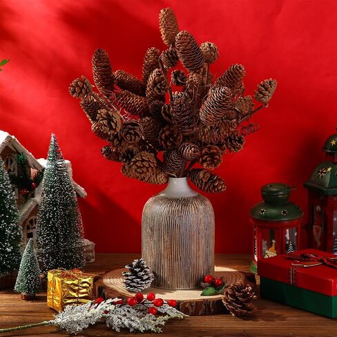 16 قطعة شجرة عيد الميلاد يختار 14 بوصة كوز الصنوبر السائبة فروع كوز الصنوبر الطبيعية الحلي كبيرة مخروط الصنوبر يختار عيد الميلاد يختار شجرة التنوب الصنوبر المخاريط الخريف عيد الشكر ديكور عيد الميلاد (البني) in Kuwait