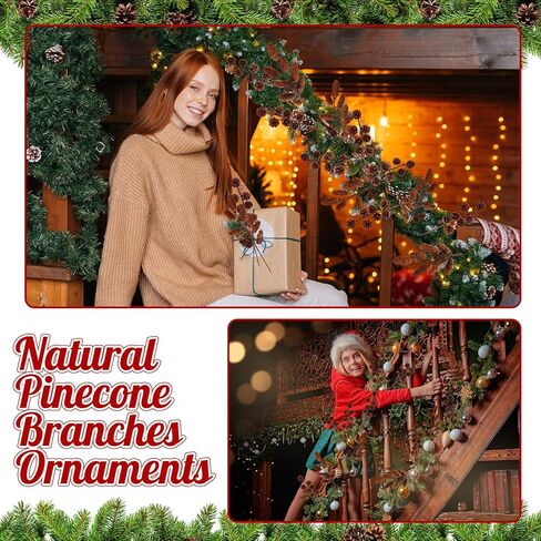 16 قطعة شجرة عيد الميلاد يختار 14 بوصة كوز الصنوبر السائبة فروع كوز الصنوبر الطبيعية الحلي كبيرة مخروط الصنوبر يختار عيد الميلاد يختار شجرة التنوب الصنوبر المخاريط الخريف عيد الشكر ديكور عيد الميلاد (البني) in Kuwait