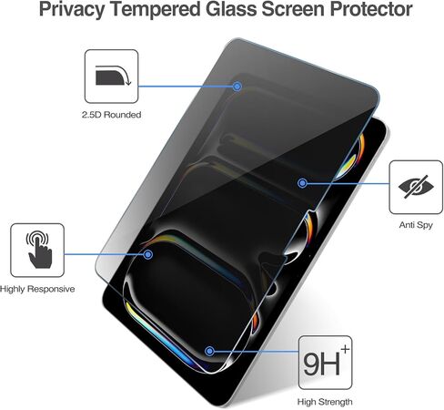 ProCase Privacy Screen Protector for iPad Pro/Air 13-Inch 2024; Anti-Spy Tempered Glass Film Guard for 2024 iPad Pro 7th/iPad Air 6th Gen 13" in Kuwait