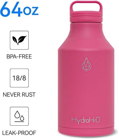 64 oz Stainless Steel Water Bottle, 1/2 gallon Vacuum Insulated Water Bottle, BPA-Free Metal Flask,Lightweight Double Wall Large Thermos for camping,sports,Gym, (Half Gallon Pink) in Saudi Arabia
