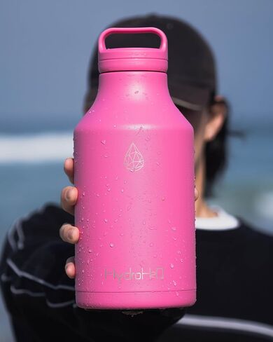 64 oz Stainless Steel Water Bottle, 1/2 gallon Vacuum Insulated Water Bottle, BPA-Free Metal Flask,Lightweight Double Wall Large Thermos for camping,sports,Gym, (Half Gallon Pink) in Saudi Arabia