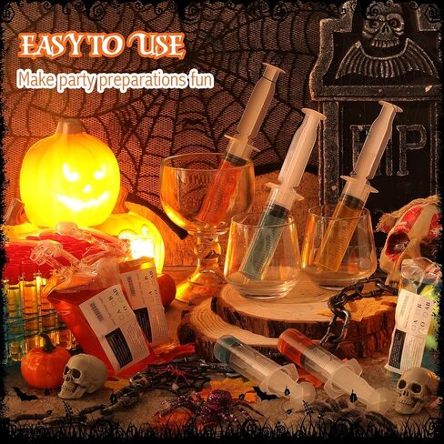 تتضمن مجموعة أكياس مشروب الدم من Xuhal Halloween 50 قطعة من أنبوب اختبار بلاستيكي مقاس 16 × 100 مم مع أغطية وحامل 50 قطعة من محاقن جيلي 2 أونصة و10 أكياس لمشروبات الدم مع 10 ملصقات ومشبك لحفلة الممرضات in Kuwait