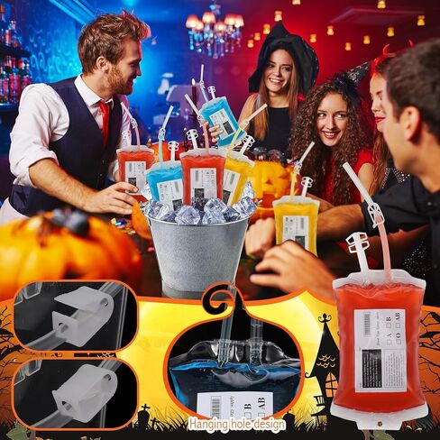 تتضمن مجموعة أكياس مشروب الدم من Xuhal Halloween 50 قطعة من أنبوب اختبار بلاستيكي مقاس 16 × 100 مم مع أغطية وحامل 50 قطعة من محاقن جيلي 2 أونصة و10 أكياس لمشروبات الدم مع 10 ملصقات ومشبك لحفلة الممرضات in Kuwait