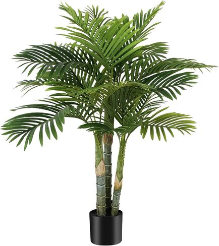 Artificial Palm Tree 4FT,Faux Palm Plants with Pot,Fake Plant for Home Living Room Front Porch Patio Pool Garden Office Decor 2pack in Saudi Arabia