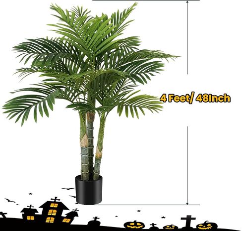 Artificial Palm Tree 4FT,Faux Palm Plants with Pot,Fake Plant for Home Living Room Front Porch Patio Pool Garden Office Decor 2pack in Saudi Arabia