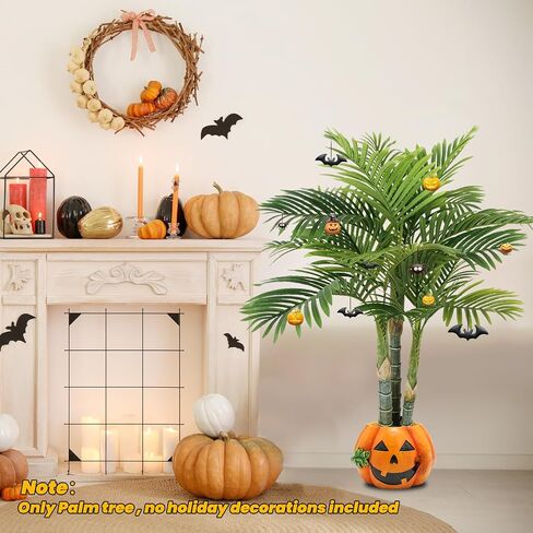 Artificial Palm Tree 4FT,Faux Palm Plants with Pot,Fake Plant for Home Living Room Front Porch Patio Pool Garden Office Decor 2pack in Saudi Arabia