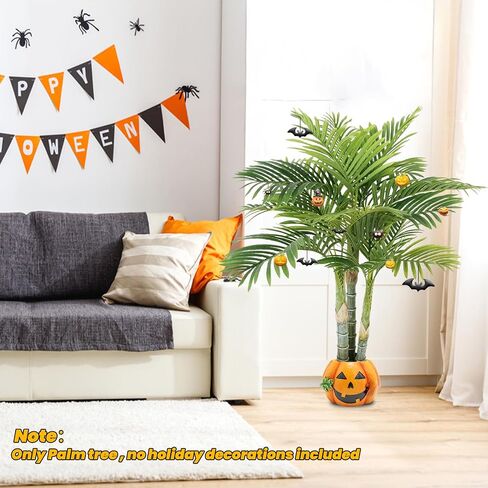Artificial Palm Tree 4FT,Faux Palm Plants with Pot,Fake Plant for Home Living Room Front Porch Patio Pool Garden Office Decor 2pack in Saudi Arabia