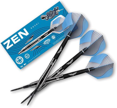 Shot! Darts Zen Roshi 90% Tungsten Pro Throwing Darts Soft Tip Set, Professional – Made in New Zealand – Designed Dart Flights for Women & Men – Plastic Tip Bar Darts for Adults in Saudi Arabia