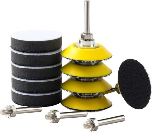 3 Inch Hook and Loop Sanding Backing Pad with 1/4"-20 Thread and Foam Layer Buffing Pads for Drill Air Die Grinder Sander Grinding Rotary Tool, 5 Pack in Kuwait