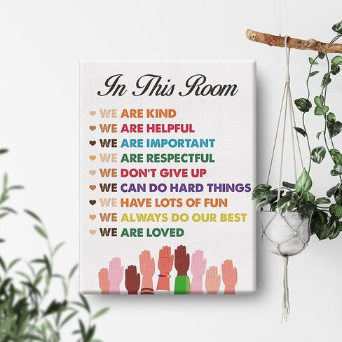 Inspirational Diversity Wall Art Equality Watercolor Canvas Painting Prints for Home Wall Decor Framed Artwork Gifts(12x15 Inch) in Saudi Arabia