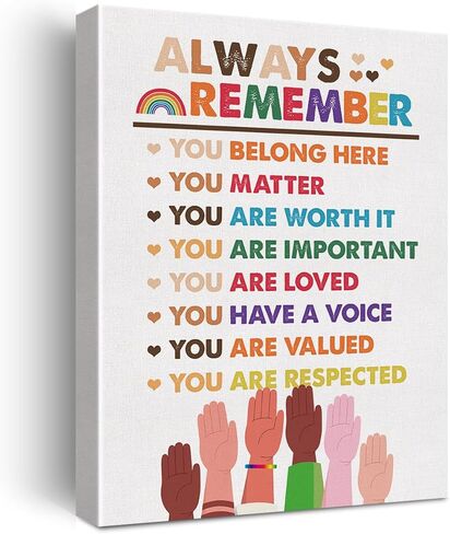 Inspirational Diversity Wall Art Equality Watercolor Canvas Painting Prints for Home Wall Decor Framed Artwork Gifts(12x15 Inch) in Saudi Arabia