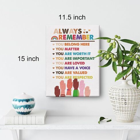 Inspirational Diversity Wall Art Equality Watercolor Canvas Painting Prints for Home Wall Decor Framed Artwork Gifts(12x15 Inch) in Saudi Arabia