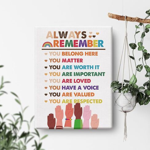 Inspirational Diversity Wall Art Equality Watercolor Canvas Painting Prints for Home Wall Decor Framed Artwork Gifts(12x15 Inch) in Saudi Arabia