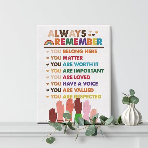 Inspirational Diversity Wall Art Equality Watercolor Canvas Painting Prints for Home Wall Decor Framed Artwork Gifts(12x15 Inch) in Saudi Arabia
