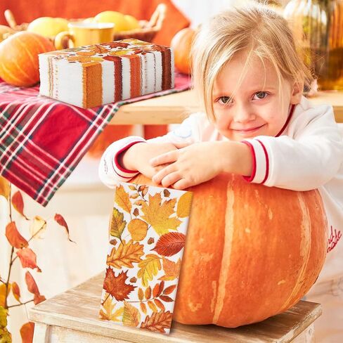 200 Packs Thanksgiving Fall Napkins Paper for Bathroom Disposable Guest Hand Towels Decorative Fall Maple Leaves Paper Towel Autumn Harvest Dinner Kitchen Holiday Party Decor(Vivid Style) in Saudi Arabia
