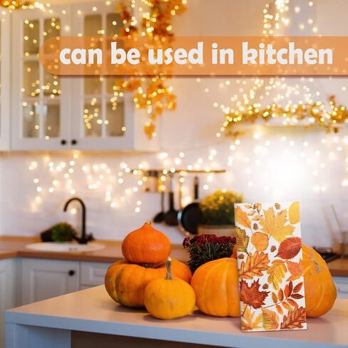 200 Packs Thanksgiving Fall Napkins Paper for Bathroom Disposable Guest Hand Towels Decorative Fall Maple Leaves Paper Towel Autumn Harvest Dinner Kitchen Holiday Party Decor(Vivid Style) in Saudi Arabia
