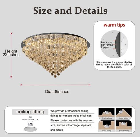 W24inches Modern Chandelier for Dining Room Raindrop Crystal Chandelier Luxury Flush Mount Ceiling Light Fixture Ceiling Lamp for Hallway Bedroom Living Room Kitchen in Saudi Arabia