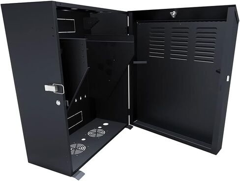 NavePoint 8U Vertical Wall Mount Enclosure, Cold-Rolled Steel, Black (RAL9005) 24.6in (625mm) to 27.5 inches (700mm) Switch Depth, CE Compliant in Saudi Arabia