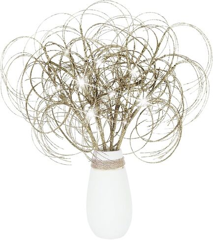 4PCS Glitter Christmas Picks Curly Sprays 20" Artificial Wispy Willow Ting Branches Glittery Twigs Stems Ornaments for Xmas Tree Topper Filler Home Garden Vase DIY Garland Wreath Decor (4, White) in Saudi Arabia