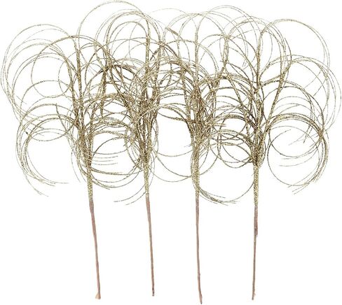 4PCS Glitter Christmas Picks Curly Sprays 20" Artificial Wispy Willow Ting Branches Glittery Twigs Stems Ornaments for Xmas Tree Topper Filler Home Garden Vase DIY Garland Wreath Decor (4, White) in Saudi Arabia