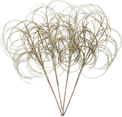4PCS Glitter Christmas Picks Curly Sprays 20" Artificial Wispy Willow Ting Branches Glittery Twigs Stems Ornaments for Xmas Tree Topper Filler Home Garden Vase DIY Garland Wreath Decor (4, White) in Saudi Arabia