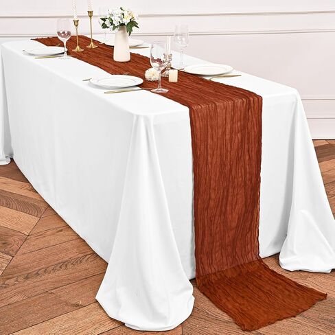 8 Pack Terracotta Table Runner 10Ft Cheesecloth Table Runner Rustic Gauze Table Runner Romantic Long Sheer Fabric Cheese Cloth Table Runner for Wedding Party Bridal Baby Shower Banquet in Saudi Arabia