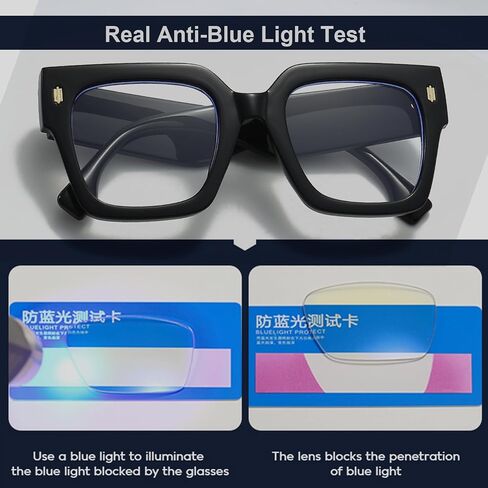 Oversized Blue Light Blocking Glasses for Women Men Clear Frame Square Eyeglasses Anti Eyestrain Computer in Saudi Arabia