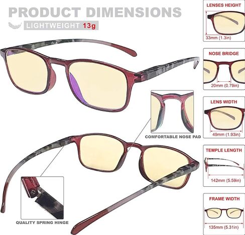 Blue Light Blocking Glasses Square Lightweight Frame Computer/Reading/Gaming/TV/Phones glasses Women Men in Saudi Arabia