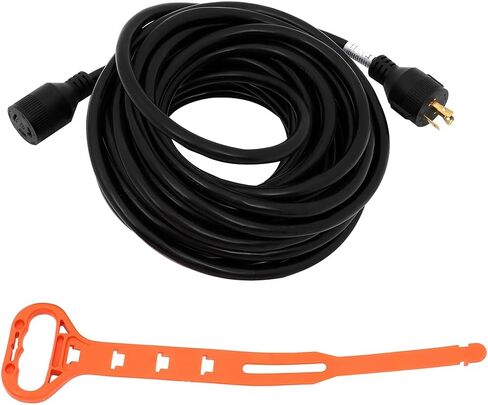 SCITOO RV Extension Cord 30Amp 36FT, Heavy Duty 10AWG/3C with Grip Handle Twist Lock Cord Organizer NEMA TT-30P Male Plug and NEMA L5-30R Female Receptacle for RV Trailer Campers Caravan, ETL Listed in Saudi Arabia