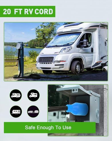SCITOO RV Extension Cord 30Amp 36FT, Heavy Duty 10AWG/3C with Grip Handle Twist Lock Cord Organizer NEMA TT-30P Male Plug and NEMA L5-30R Female Receptacle for RV Trailer Campers Caravan, ETL Listed in Saudi Arabia