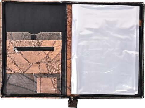 Premium Faux Leather File Folder with 20 Clear Sleeves - B4 Size, Grey Brown - Organize and Protect Documents/Certificates, Ideal for Filing Products in Saudi Arabia