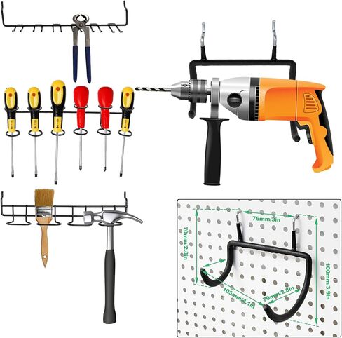 13 حزمة من خطافات أدوات لوحة الوتد، شماعات خطافات مجموعة Pegboard شديدة التحمل، وحوامل مفكات Pegboard، عرض البيع بالتجزئة المحسن، حامل رفوف منظم متعدد الأدوات، لسوبر ماركت المرآب المنزلي in Saudi Arabia