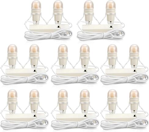 Roowest 8 Pack Accessory Cord with 2 LED Light Bulbs 6 Ft Warm Light Accessories for Halloween Christmas Village House Decorations Indoor DIY Crafts Salt Lamp Pumpkin Lights Decors in Saudi Arabia