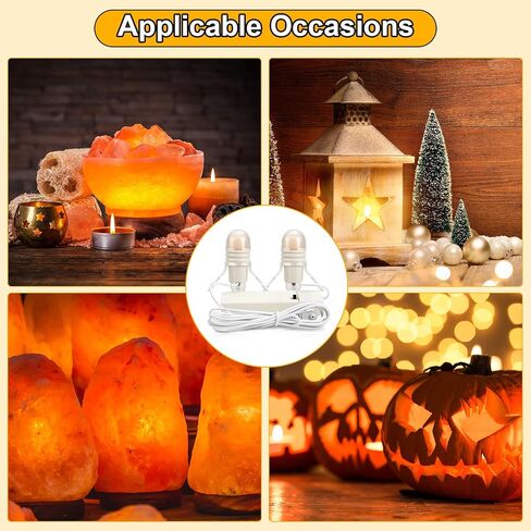 Roowest 8 Pack Accessory Cord with 2 LED Light Bulbs 6 Ft Warm Light Accessories for Halloween Christmas Village House Decorations Indoor DIY Crafts Salt Lamp Pumpkin Lights Decors in Saudi Arabia