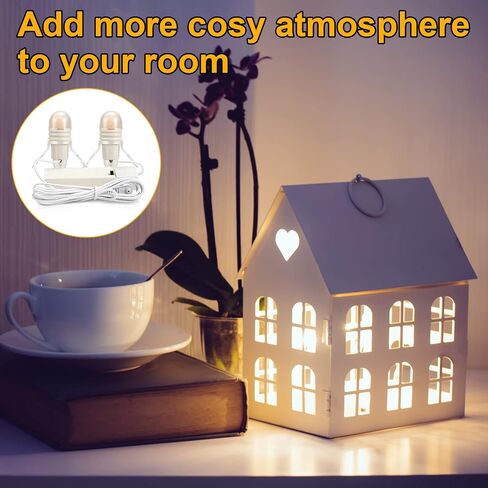 Roowest 8 Pack Accessory Cord with 2 LED Light Bulbs 6 Ft Warm Light Accessories for Halloween Christmas Village House Decorations Indoor DIY Crafts Salt Lamp Pumpkin Lights Decors in Saudi Arabia